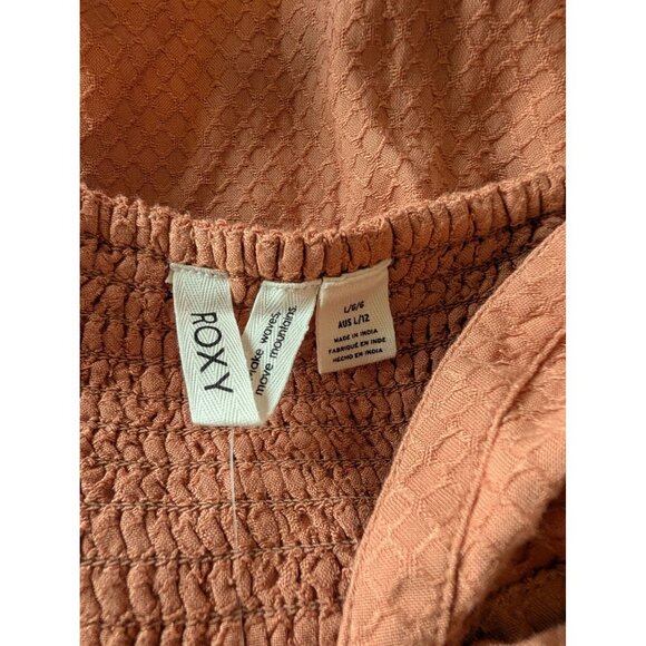 New Roxy Bright Light Sleeveless Textured Dress With Bow Detail & Smocked Back - - Picture 4 of 6